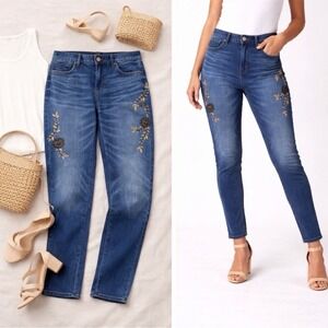 White House Black Market The Girlfriend Jeans, Women's US 12 Embellished Floral